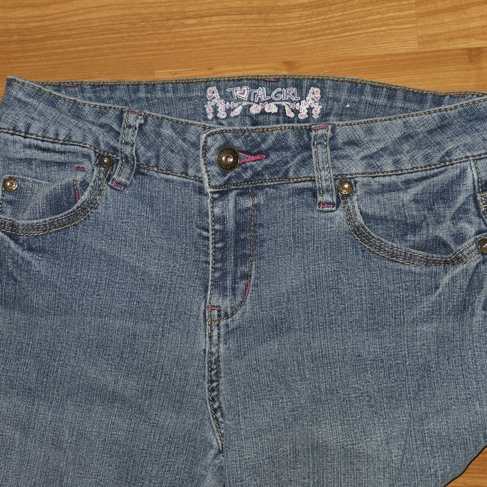 Girls Sz 12R Total Girl Embroidered Boho Stretch Jeans - Picture 3 of 6